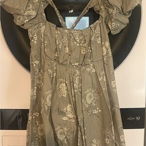 Altar'd State Olive Green Floral Mini Dress